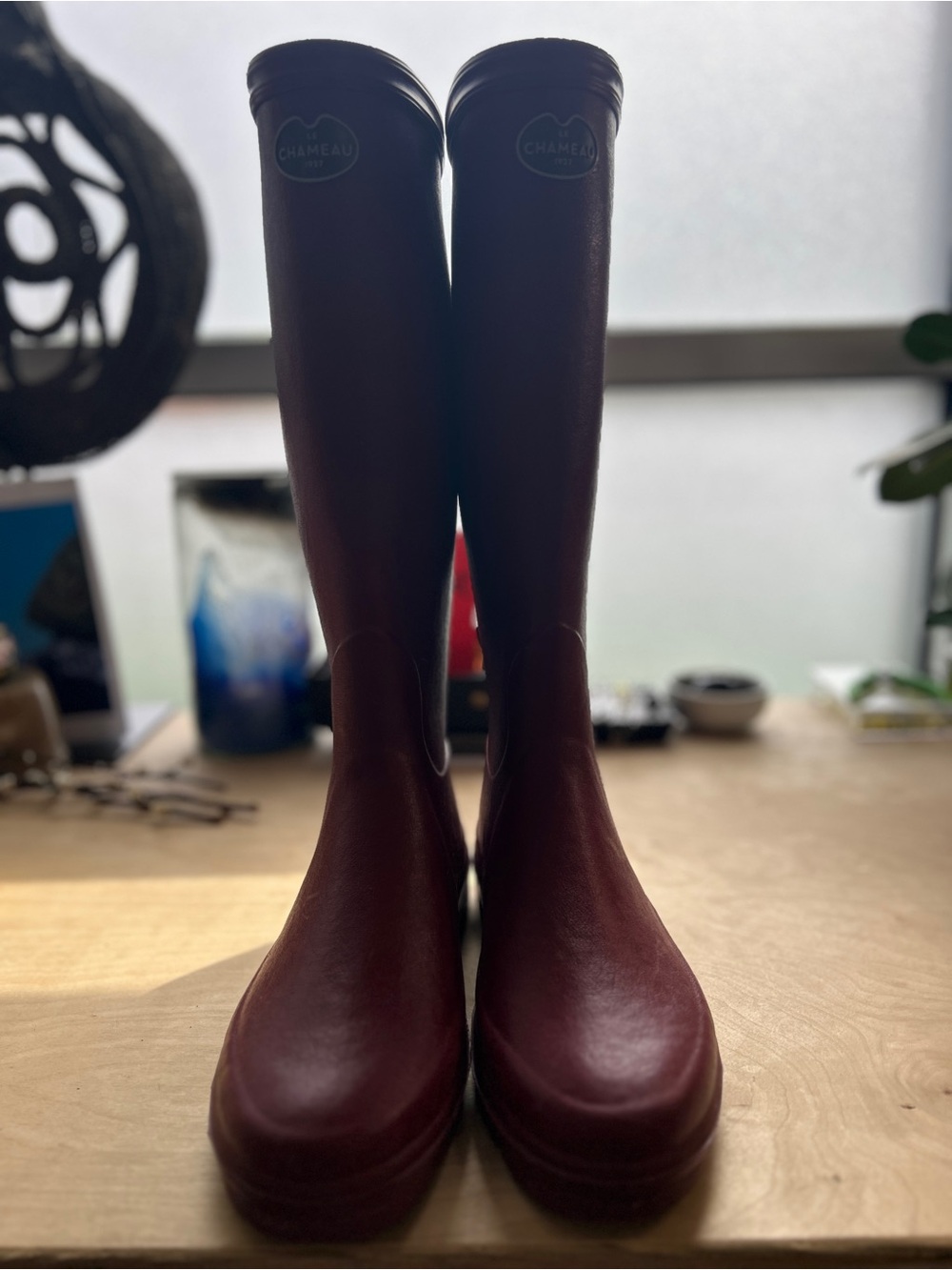 women’s Waterproof Rain Boots in oxblood worn once - Picture 9 of 10